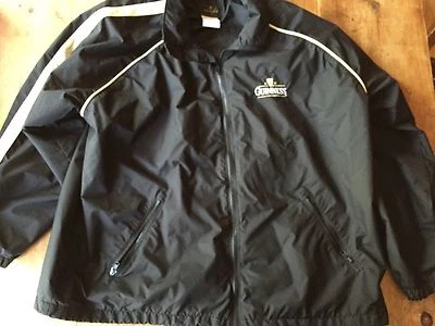 Guinness Beer Full Zip Jacket Black Size XL  Says One Size vintage nylon VN - Image 1 of 4