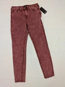 Pantalones de mezclilla para mujer True Religion Halle tiro alto súper ajustados, rojo borgoña oscuro 29 - Imagen 1 de 5