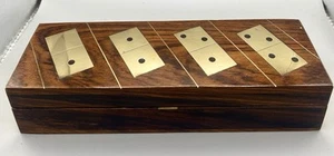 Vintage Wood And Brass Box - Domino Set Complete - Picture 1 of 5