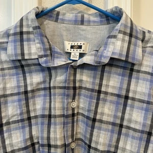 Joseph Abboud Men's Sz XL Blue Plaid Button Up Long Sleeve Shirt 100% Cotton - Picture 1 of 6