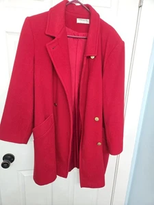 Rote Forcaster Wolljacke für Damen Größe 13/14 Hergestellt in den USA Knopfleiste Vintage - Bild 1 von 7