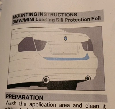 Genuine BMW 320 rear bumper load edge transparent protective foil 51915B4EC53 - Image 1 of 3
