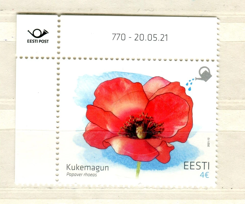 EST_770 2021 Estonia Amapola común (sello con semillas) flores FLORA YV MNH Foto 1 de 1