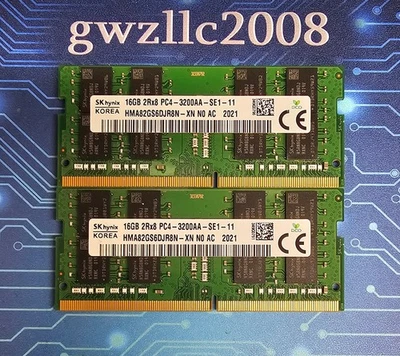 32GB (2x16GB) PC4-25600 DDR4-3200MHz 2Rx8 Non-ECC Hynix HMA82GS6DJR8N-XN #A53 - Image 1 of 2