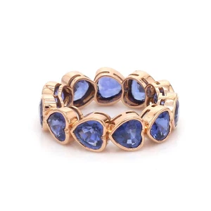 2.Ct Heart Lab Created Sapphire Eternity Wedding Ring 14K Yellow Gold Plated - Picture 1 of 4