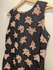 Vintage David Jones Womens Dress Black Brown Floral Shift Size 10 Round Neck Y2K - Picture 1 of 17
