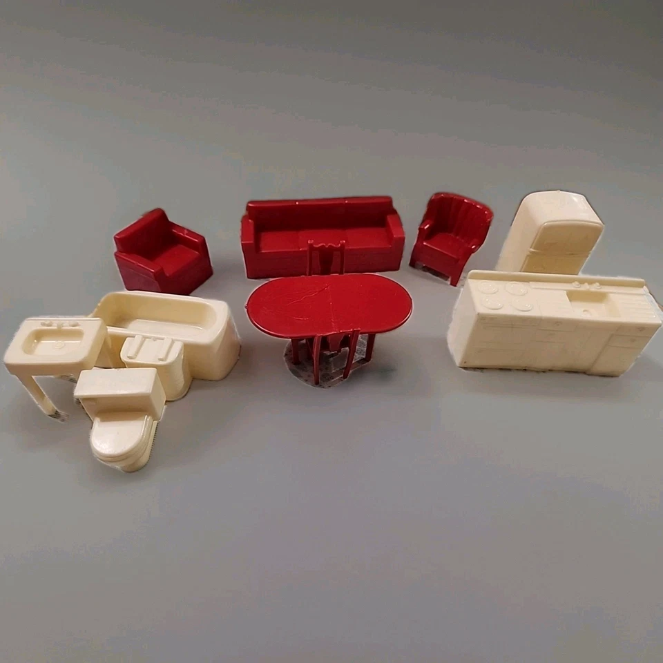 Gran Lote Marx Años 50 Casa de Muñecas Miniatura Muebles Cocina Salón Baño Foto 1 de 4