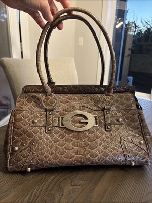 Bolso de Hombro Guess Cocodrilo Repujado Marrón Claro G Cartera Y2K Cremallera NUEVO Foto 1 de 4