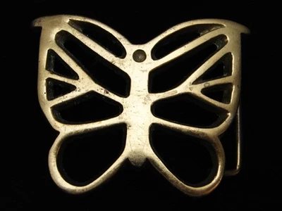 PI05162 VINTAGE AÑOS 70 RECORTADO **MARIPOSA** OBRA DE ARTE LATÓN MACIZO HEBILLA BARÓN Foto 1 de 2