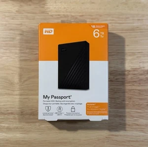 WD 6TB My Passport tragbare externe Festplatte HDD-WDBR9S0060BBK NEU VERSIEGELT - Bild 1 von 4