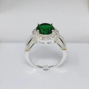 Charter Club Silver Plated Pave Halo Crystal Green 7 - Picture 1 of 6