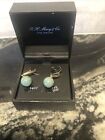 R.H Macy & Co Fine Jewelry Dye  Pearl Jade 14K Gold Dangle Drop Earrings - New