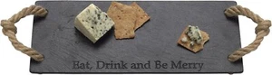 Rustic Slate Serving Tray w/ Rope Handles - Eat, Drink & Be Merry - Bild 1 von 3