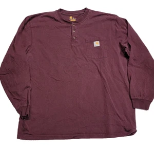 Carhartt Original Henley Maroon Activewear Outdoor Single Pocket Shirt Men's XL - Picture 1 of 9