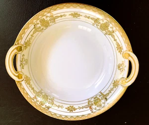 Vintage Noritake White Porcelain Bowl with Raised Gold Filigree and Handles - Picture 1 of 4