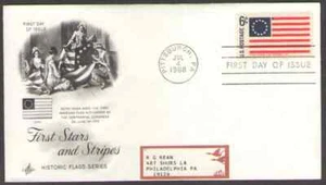 US. 1350. 6c. First Stars & Stripes, 1777. Historic Flag. Art Craft FDC. 1968 - Picture 1 of 1