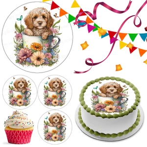 Cockapoo Dog Cake Topper Party Decoration Edible Birthday Celebration Cupcake - Picture 1 of 15