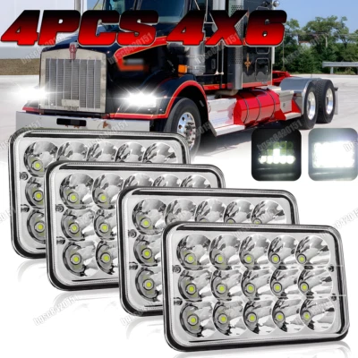 Faros LED 4x6" faros de haz alto/bajo para Kenworth T800 T400 T600A W900 4 piezas Foto 1 de 4
