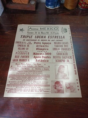 PROGRAMS 00's LUCHA LIBRE, PERRO AGUAYO vs APOLO DANTES MEXICO MEXICAN WRESTLING - Image 1 of 4