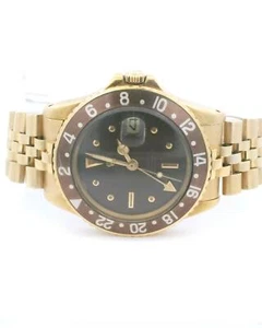 Rolex GMT-Master 1675 Gloss Brown Nipple Dial 18K Yellow Gold Vintage Watch - Picture 1 of 9
