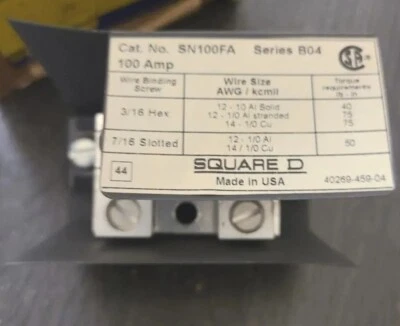 New Open Box Square D SN100FA 100 AMP Groundable  Neutral Assembly  - Image 1 of 4