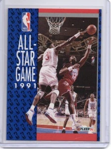 1991-92 Fleer #236 All-Star Game 1991 featuring Michael Jordan and Patrick Ewing - Picture 1 of 6