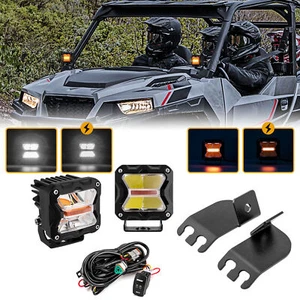Amber White 3'' 40W Strobe Light+A-Pillar Mount+DT Wire Fit Polaris General 1000 - Picture 1 of 8