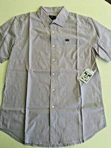New OBEY Button Front Shirt Skater Surfer Short Sleeve Mens Size M Lite Purple - Picture 1 of 5