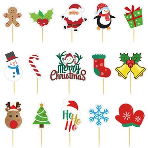 15Pcs Christmas Cupcake Toppers Christmas Cake Decoration - Picture 1 of 8