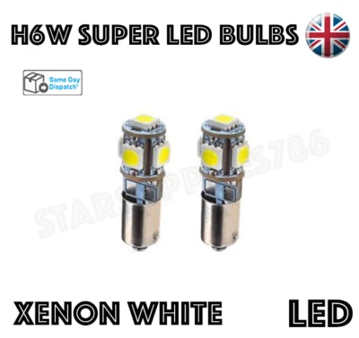 2x CANBUS H6W LED Bulbs Xenon White Car Sidelights Reverse Interior Lights BAX9S - Image 1 of 3