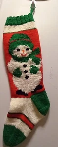 Handgestrickter Weihnachtsstrumpf SCHNEEMANN wird kostenlos personalisiert - Bild 1 von 1
