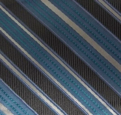 Bow Tie Men Silk REVERSIBLE Blue Gray Stripes Solid SELF TIE Bowtie - Image 1 of 4