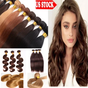 7A Brazilian Virgin Human Hair Weave Weft Straight Body Wave 3 Bundles Color LC - Picture 1 of 16