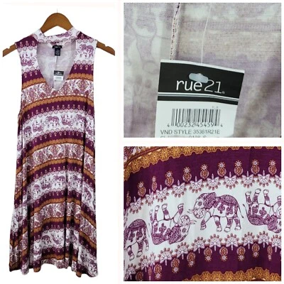 Nuevo Vestido Rue21 Talla Mediana Elastizado Rosa Línea A Funda Rosa Elefante Estampado Nuevo con Etiquetas Foto 1 de 4