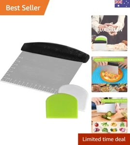 3 Pieces Dough Pastry Bench Cutter Scraper, Stainless Steel Pizza Cutter for ... - Picture 1 of 10