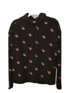 McQ Alexander McQueen Red Swallow Black DrawstringHoodie Unisex Size Small NWT - Picture 1 of 9