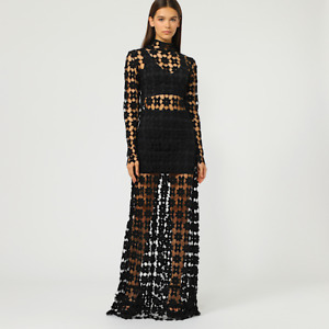 NEW! BLANCO Couture Black Crochet Gown Prêt-à-Porter Evening Dress M (RRP€230)