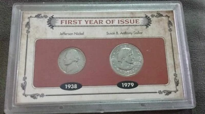 First Year of Issue Jefferson Nickel 1938 & Susan B. Anthony 1979 Coin Set - Image 1 of 2