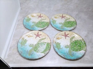 Pier 1 Imports Speedy Turtle Melamine 9" Luncheon Salad Plate Set of 4 - Picture 1 of 4