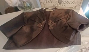 NEW VTG, Jade Couture Jacket/Cover Short Sleeve Copper  sz. 10- Beaded Accents - Picture 1 of 11