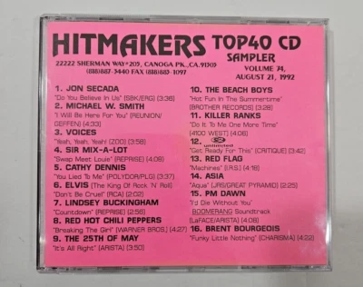 Hitmakers Various Top 40 CD Sampler Vol. 74, 1992 August 21, 1992 Like New Promo - Image 1 of 4