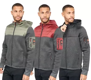 CROSSHATCH Mens Warm Jacket Coat Fleece Quilted ZippedBoys Hooded Hoody Gym Top - Picture 1 of 16