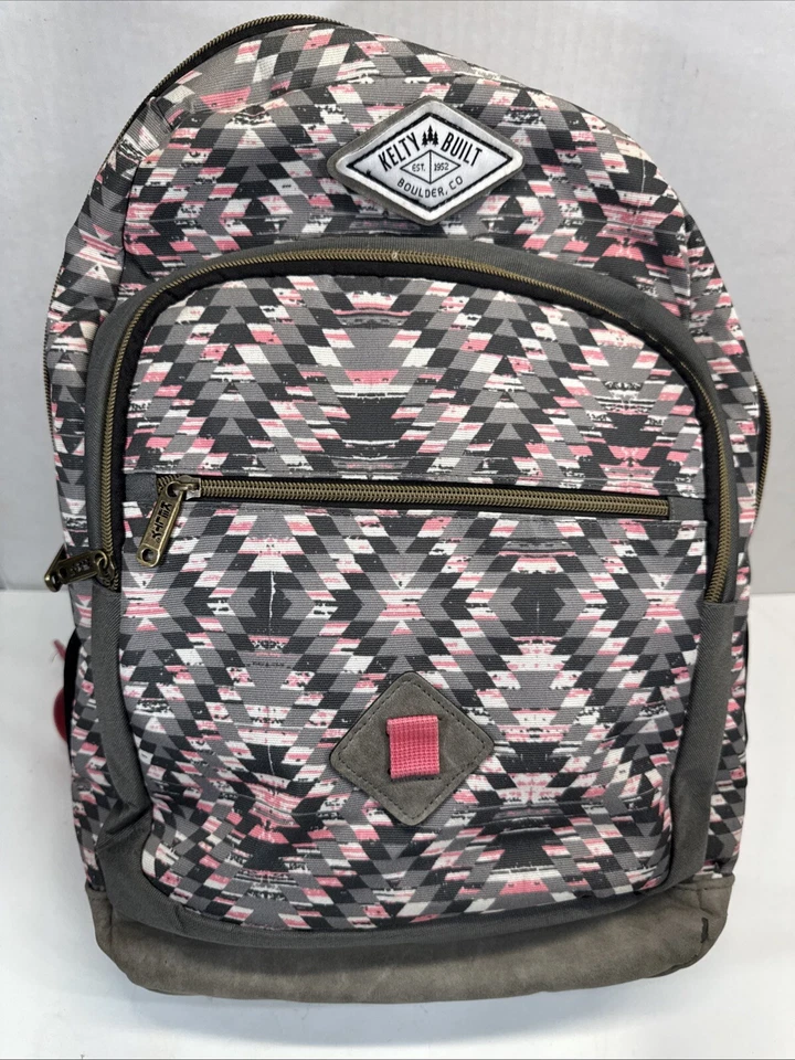 Kelty Built Boulder CO Mochila Occidental Azteca Bolso Bandolera Cartera Rosa Gris Gamuza Foto 1 de 4