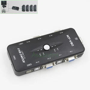 4 Port Manual USB KVM Switch Box Monitor Mouse Sharing Control up to 4 Computers - Picture 1 of 6