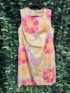 Talbots Springtime Floral Sleeveless Shift Dress Pink Yellow Women's 16 - Picture 1 of 8