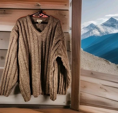 Винтажный L.L. BEAN мужской высокий XXL шерстяная смесь пуловер кабель вязаный свитер - Изображение 1 из 4