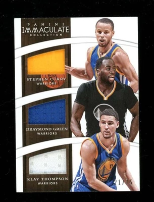 2014-15 Immaculate Stephen Curry Klay Thompson Draymond Trios Jersey /75 SE1968 - Image 1 of 2