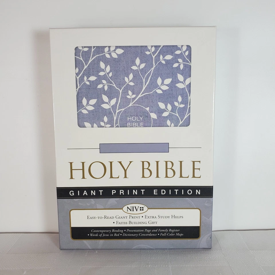 Zondervan NIV Holy Bible Giant Print Edition Gray Cloth Flexcase Floral Design - Image 1 of 4