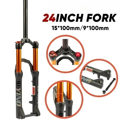24Inch Travel 120mm XC AM MTB Air Suspension Fork Disc Brake Bike Front Fork - Image 1 of 4