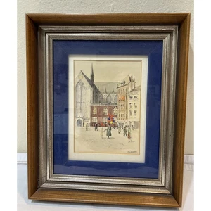 Original John Wolden? Pen and Ink Picture Framed - Picture 1 of 4